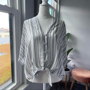 Sim & Sam Striped Tie Front Blouse